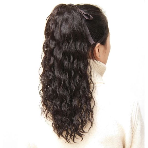 deep wave curly natural ribbon clip in human hair ponytail hairpiece virgin hair pony tails drawstring 120g, Black
deep wave curly natural ribbon clip in human hair ponytail hairpiece virgin hair pony tails drawstring 120g, Black