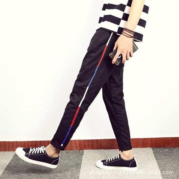 2018 summer autumn casual hip hop male stripe slacks harem feet ankle length pants thin youth joggers joker trousers, Black
2018 summer autumn casual hip hop male stripe slacks harem feet ankle length pants thin youth joggers joker trousers, Black