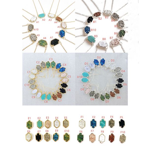 6 стилей druzy drusy ожерелье серьги кендра серебро золото покрыло искусственную натуральный камень серьги ожерелья scott для женщин, Silver
6 стилей druzy drusy ожерелье серьги кендра серебро золото покрыло искусственную натуральный камень серьги ожерелья scott для женщин, Silver