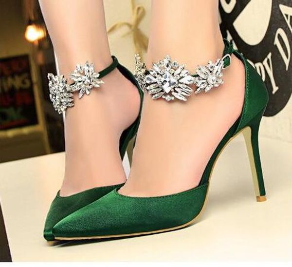 bridal wedding shoes pointed toe stiletto heel silk rhinestone pumps ankle strap high-heeled shoes 520, Black
bridal wedding shoes pointed toe stiletto heel silk rhinestone pumps ankle strap high-heeled shoes 520, Black