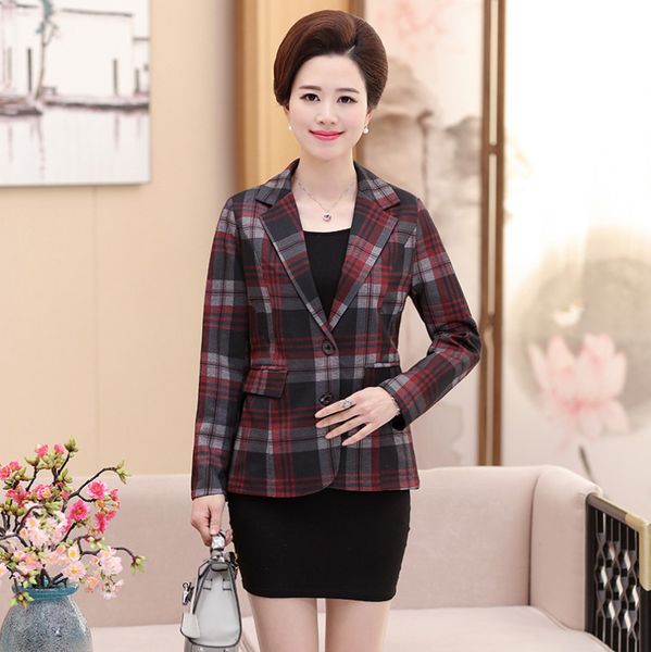 

sexemara plaid blazers jacket 2017 spring autumn new middle age mother plus size women coat 4xl 3xl 2xl 1xl, White;black