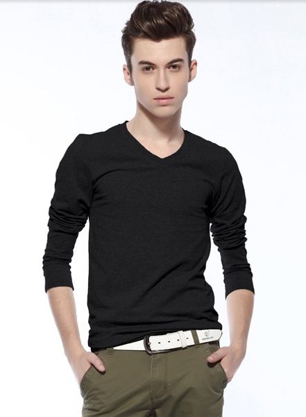 men's fashion autumn male slim v-neck long-sleeve t-shirt basic shirt men tight-fitting low collar t shirt, Black;brown
men's fashion autumn male slim v-neck long-sleeve t-shirt basic shirt men tight-fitting low collar t shirt, Black;brown