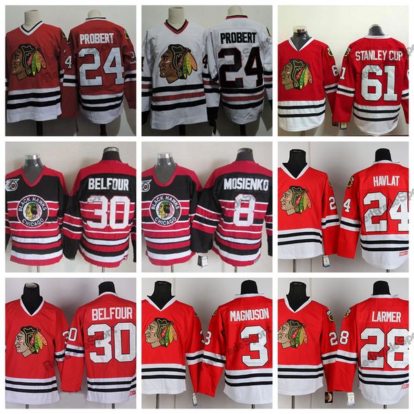 vintage chicago blackhawks hockey jerseys 30 ed belfour 24 bob probert 8 bill mosienko 28 steve larmer 3 keith magnuson martin havlat jersey, Black;red
vintage chicago blackhawks hockey jerseys 30 ed belfour 24 bob probert 8 bill mosienko 28 steve larmer 3 keith magnuson martin havlat jersey, Black;red