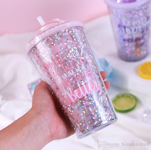 creative colorful double layer plastic cup with lid summer gold powder juice cup water cup with straw
creative colorful double layer plastic cup with lid summer gold powder juice cup water cup with straw
