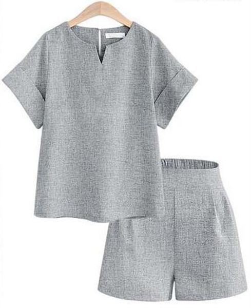 v-neck new loose summer women sets solid color short -sleeved 2 pieces sets women tracksuit linen t shirts shorts, Gray
v-neck new loose summer women sets solid color short -sleeved 2 pieces sets women tracksuit linen t shirts shorts, Gray