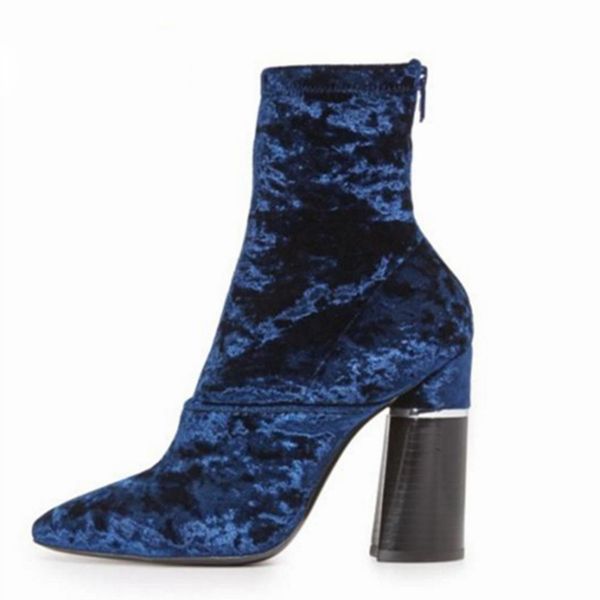 rose blue velvet women winter warm boots pointed toe chunky high heels back zipper female ankle boots rubber sock botas, Black
rose blue velvet women winter warm boots pointed toe chunky high heels back zipper female ankle boots rubber sock botas, Black