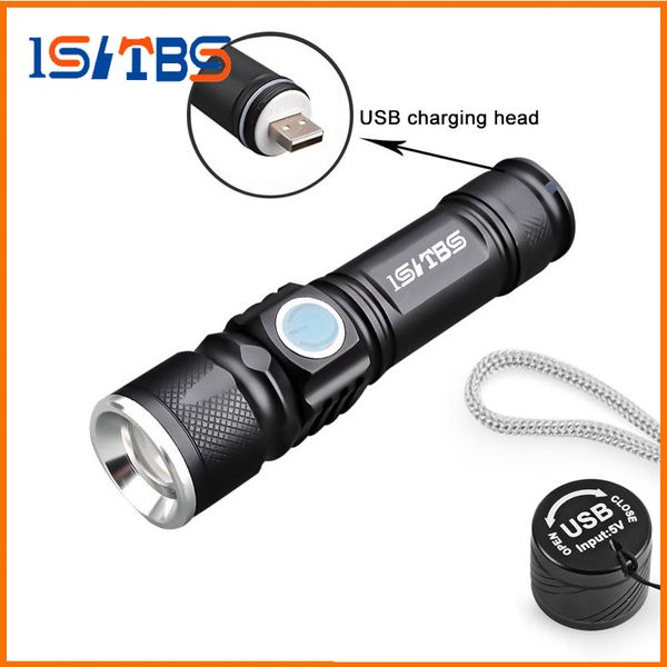 Usb Handy Led Torch Usb Flash Light Pocket Led Rechargeable Flashlight Zoomable Lamp Build-in 16340 Battery For Hunting Camping