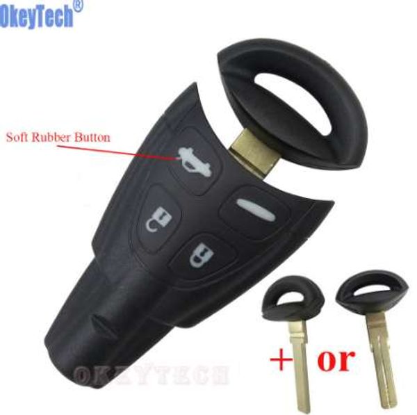 

okeytech remote car key case shell for saab 9-3 93 2003-2007 4 button uncut blade smart card blank replacement keyless fob cover
