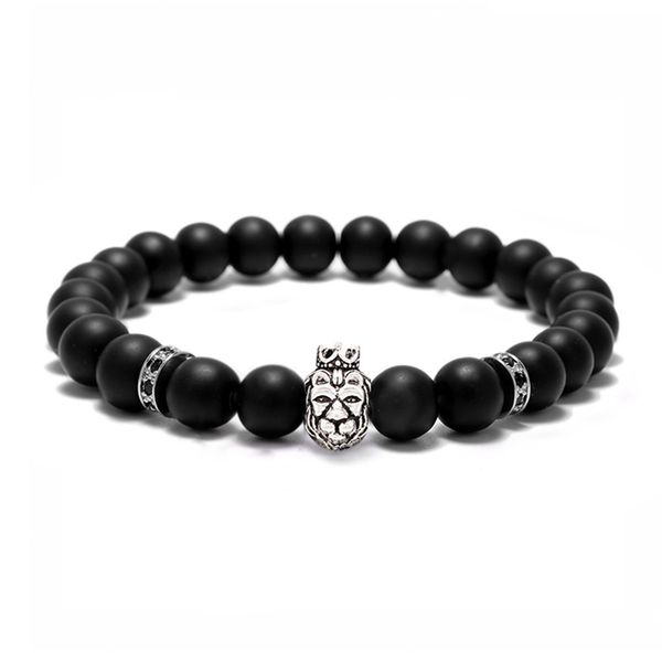 frosted stone bracelet for women lion crown head beaded bracelet men energy prayer strand for boys dropshipping, Black 
frosted stone bracelet for women lion crown head beaded bracelet men energy prayer strand for boys dropshipping, Black