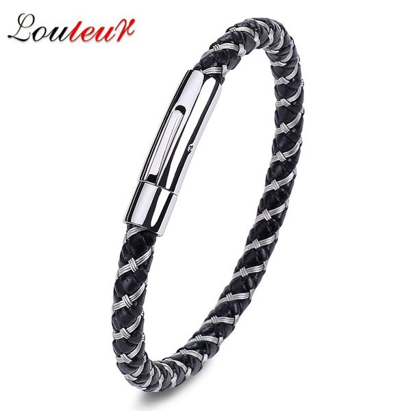 louleur punk men black braided leather bracelet stainless steel magnetic clasp fashion jewelry bangles gift
louleur punk men black braided leather bracelet stainless steel magnetic clasp fashion jewelry bangles gift