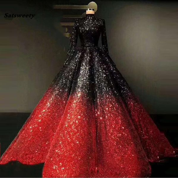 2023 gorgeous colorful lush ball gowns saudi arabic prom gowns high collar full sleeves royal prom dresses vestido longo, Black
2023 gorgeous colorful lush ball gowns saudi arabic prom gowns high collar full sleeves royal prom dresses vestido longo, Black