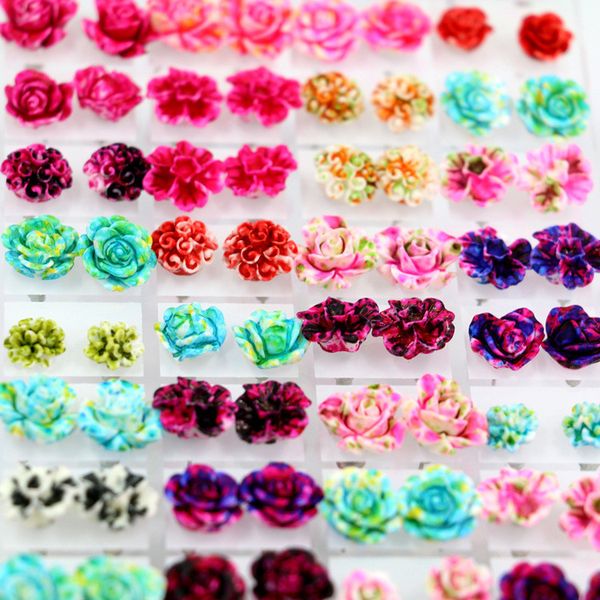 Hot sale colourful rose shape stud earrings fashion beautiful ear stud resin flower earring 36pairs/set T3C0059
Hot sale colourful rose shape stud earrings fashion beautiful ear stud resin flower earring 36pairs/set T3C0059