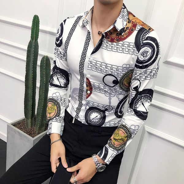 autumn new floral trend gentleman korean version of men's slim printed long-sleeved shirt asymmetric irregular night scene, White;black
autumn new floral trend gentleman korean version of men's slim printed long-sleeved shirt asymmetric irregular night scene, White;black