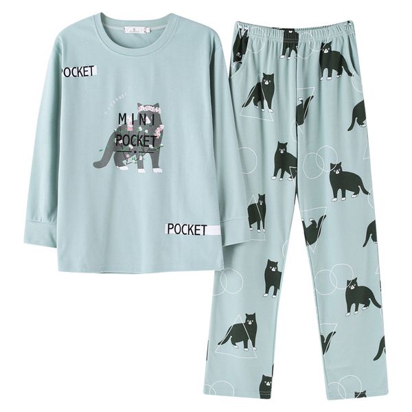 cartoon pajamas girls spring 2018 print cat pajama set cotton long sleeve elastic waist women lounge sleepwear pijamas s87604, Blue;gray
cartoon pajamas girls spring 2018 print cat pajama set cotton long sleeve elastic waist women lounge sleepwear pijamas s87604, Blue;gray