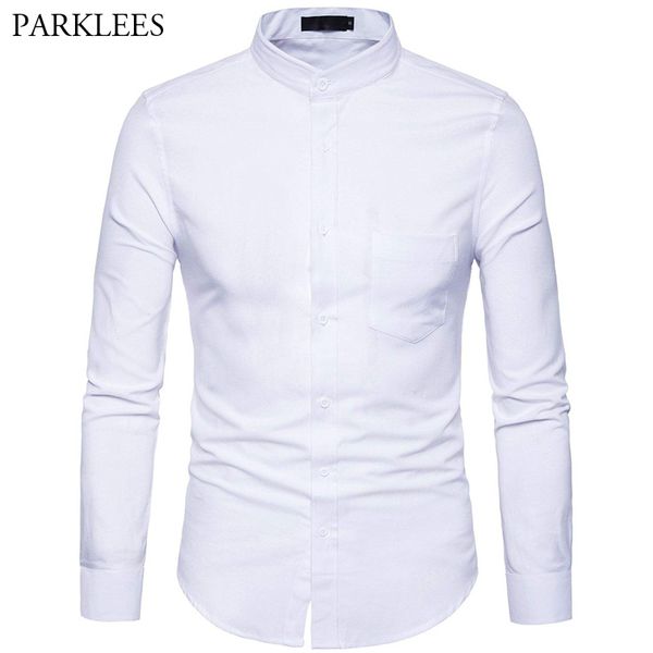 men's oxford dress shirt slim fit long sleeve mandarin collar dress shirts 2018 spring new men casual shirt for business man xxl, White;black
men's oxford dress shirt slim fit long sleeve mandarin collar dress shirts 2018 spring new men casual shirt for business man xxl, White;black
