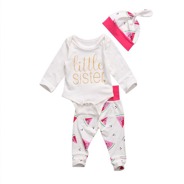 3pcs newborn infant baby girls cotton romper pants hat outfits set clothes adorable baby spring letter print clothing set, White
3pcs newborn infant baby girls cotton romper pants hat outfits set clothes adorable baby spring letter print clothing set, White