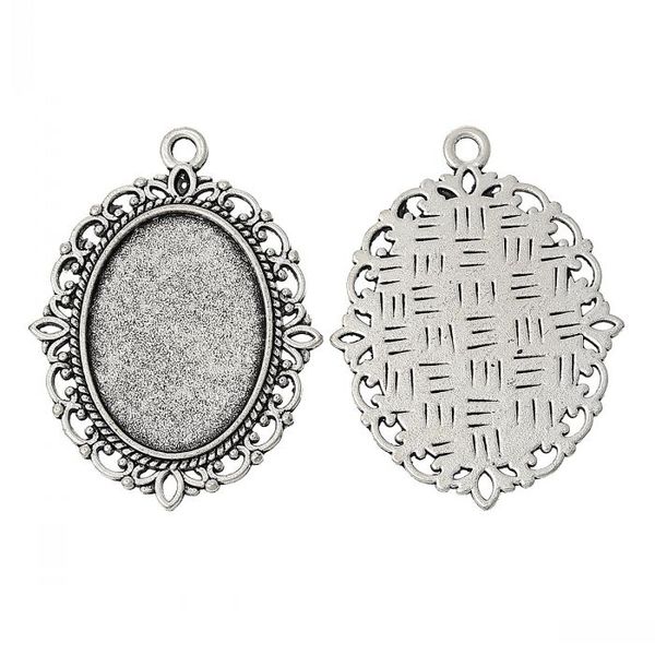 doreenbeads charm pendants oval silver color cabochon setting(fit 25mm x 18mm)nickel 4cm x 3cm(1 5/8" x1 1/8"),30pcs, Black 
doreenbeads charm pendants oval silver color cabochon setting(fit 25mm x 18mm)nickel 4cm x 3cm(1 5/8" x1 1/8"),30pcs, Black