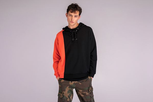 tkpa spring men clothing casual hooded sweatshirts black orange patchwork bandage design pullovers long sleeved for young man
tkpa spring men clothing casual hooded sweatshirts black orange patchwork bandage design pullovers long sleeved for young man