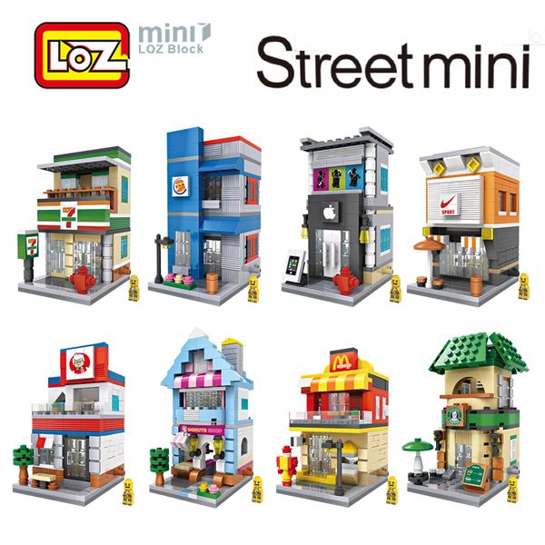 

LOZ Mini City Street View сцена мини строительные блоки кафе розничный магазин архитектура модели здания игрушки