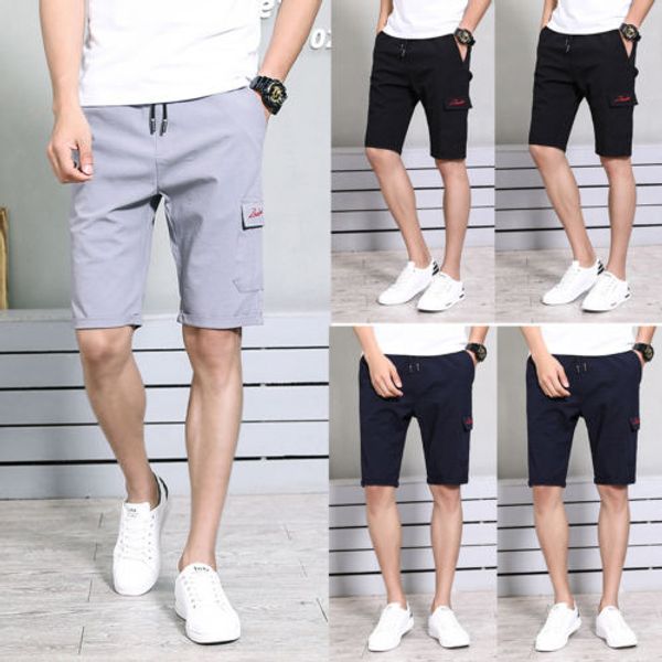 men's casual short pants fitness jogger bodybuilding wear men elastic shorts short half pants, White;black
men's casual short pants fitness jogger bodybuilding wear men elastic shorts short half pants, White;black