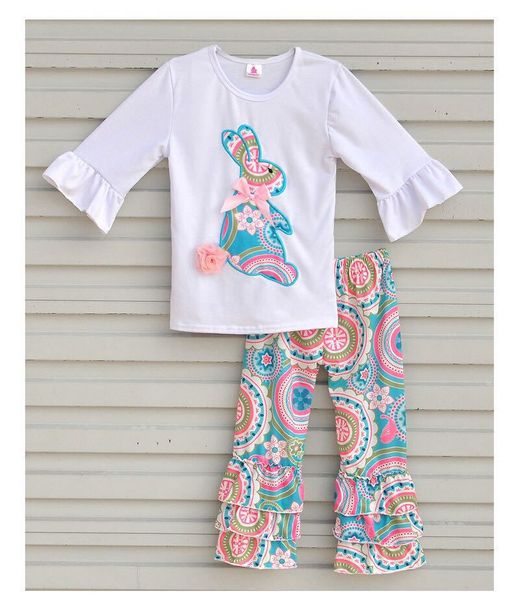 autumn baby girls rabbit patch suits set two pieces kids flare sleeve bow t shirt and flower printed pants outfits kids boutique clothing, White
autumn baby girls rabbit patch suits set two pieces kids flare sleeve bow t shirt and flower printed pants outfits kids boutique clothing, White