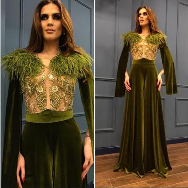 elegant green evening formal dresses 2018 long women jumpsuits with feathers red carpet celebrity dresses evening gowns, Black;red
elegant green evening formal dresses 2018 long women jumpsuits with feathers red carpet celebrity dresses evening gowns, Black;red