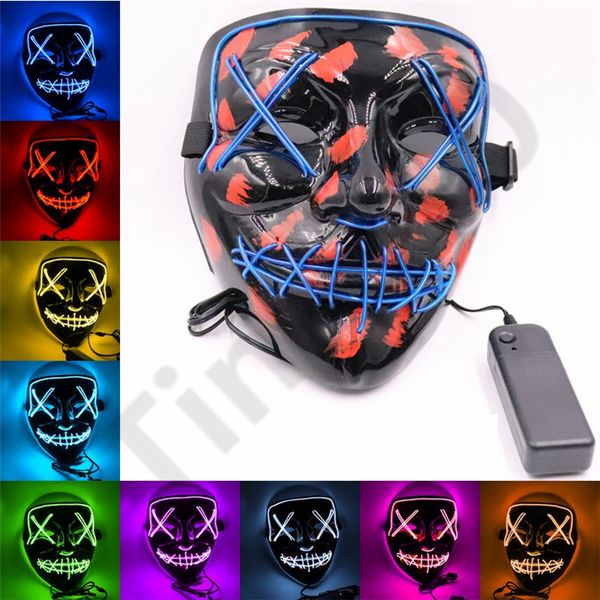 

9 colors led halloween ghost masks masquerade full face masks the purge movie wire glowing mask costumes party mask gift 100pcs t1i988