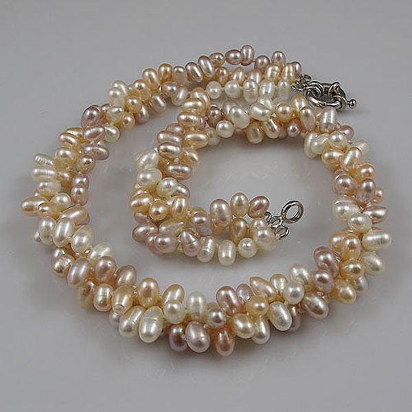 new triple rows pearl necklace white pink purple natural color freshwater pearl jewelry rbeads 18inches, Golden;silver
new triple rows pearl necklace white pink purple natural color freshwater pearl jewelry rbeads 18inches, Golden;silver