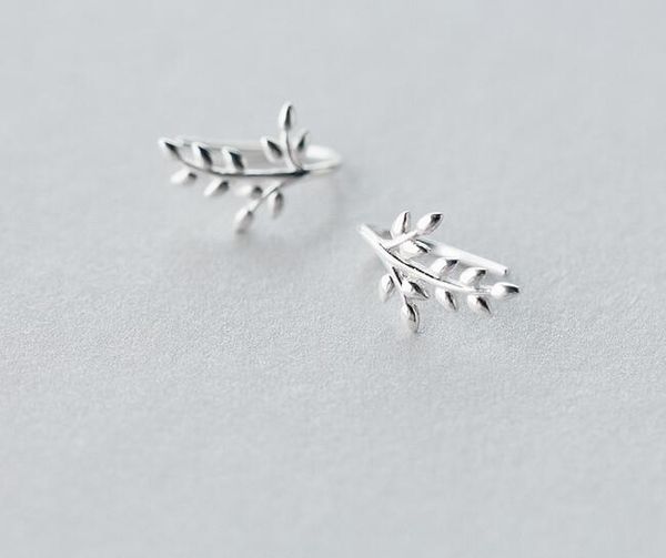 

women's 1pair 100% real. 925 sterling silver jewelry branch olive of leaf ear earrings gtle1371, Golden;silver