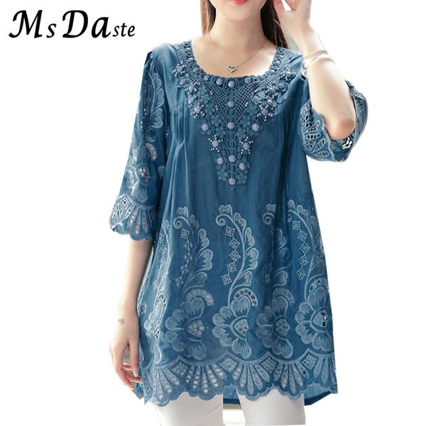 summer blouses and for women 2018 embroidery beads vintage ladies blouse plus size xl~4xl a-line loose woman tunic, White
summer blouses and for women 2018 embroidery beads vintage ladies blouse plus size xl~4xl a-line loose woman tunic, White