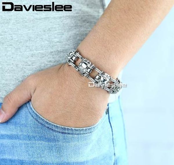 davieslee skull biker men's bracelet for men motorcycle link 316l stainless steel bracelet dlhbm62, Golden;silver
davieslee skull biker men's bracelet for men motorcycle link 316l stainless steel bracelet dlhbm62, Golden;silver