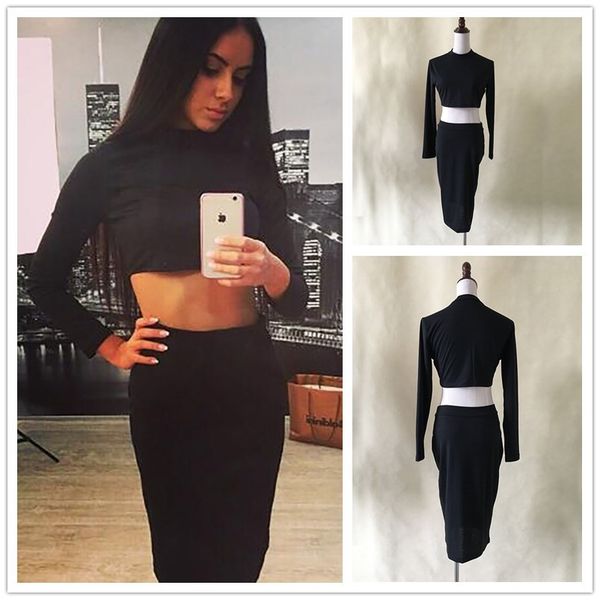 two-piece dress color black size s-l round neck in the waist revealing long sleeve skirt, Black;gray
two-piece dress color black size s-l round neck in the waist revealing long sleeve skirt, Black;gray