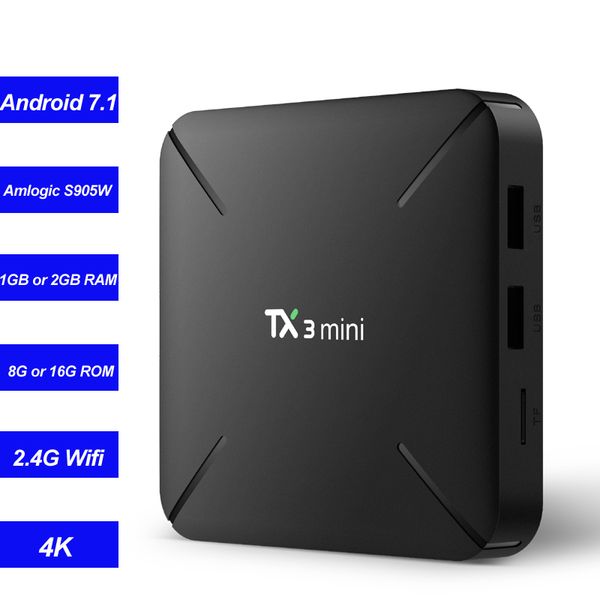 

TX3 Mini Smart TV Box Android 7.1 потоковый медиа-плеер Amlogic S905W Quad Core 2 ГБ 16 ГБ 1 г / 8 г Wifi Mini PC 4K Miracas