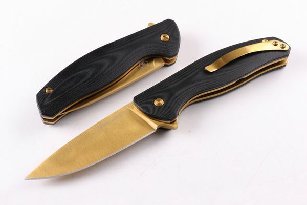 Gold Shirogorov Flipper Bearing System Folding knife 5CR15 Blade G10 Handle Tactical Rescue Knives EDC Tools Knife P311Q
Gold Shirogorov Flipper Bearing System Folding knife 5CR15 Blade G10 Handle Tactical Rescue Knives EDC Tools Knife P311Q