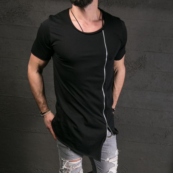 new men 's fashion show stylish long t shirt asymmetrical side zipper big neck short sleeve t -shirt male hip hop slim tee, White;black
new men 's fashion show stylish long t shirt asymmetrical side zipper big neck short sleeve t -shirt male hip hop slim tee, White;black