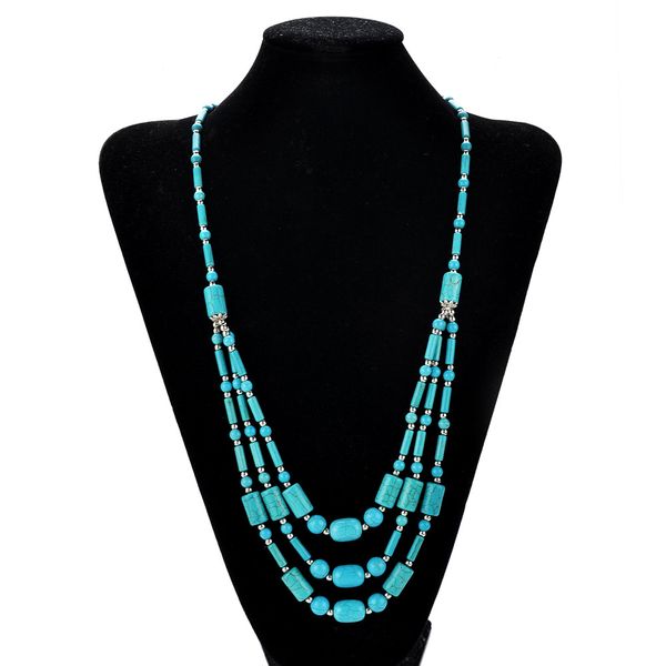 boho style blue turquoise stone beaded necklace handmade three layers green howlite beads long statement necklaces jeweley, Silver
boho style blue turquoise stone beaded necklace handmade three layers green howlite beads long statement necklaces jeweley, Silver