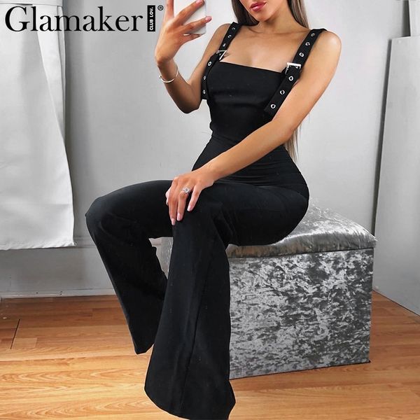 glamaker black high waist jumpsuit women winter tank slim wide leg long jumpsuit romper female autumn elegant overalls 2018, Black;white
glamaker black high waist jumpsuit women winter tank slim wide leg long jumpsuit romper female autumn elegant overalls 2018, Black;white