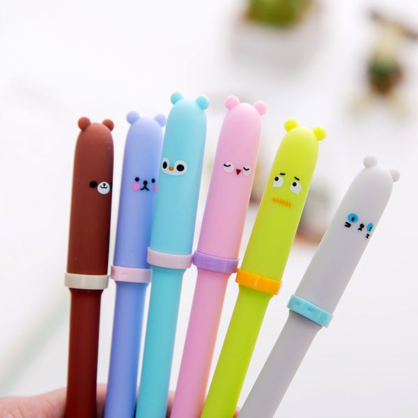 4 Pcs/lot Gel Pen Neutral Pen Cute Bear Black Lnk Pens Writting School Office Stationery Lovely Students Supplies Kawaii Gifts