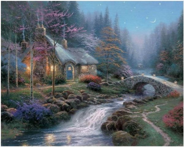 twilight cottage thomas kinkade hand-painted & hd print landscape art oil painting on canvas home decor wall art l186
twilight cottage thomas kinkade hand-painted & hd print landscape art oil painting on canvas home decor wall art l186