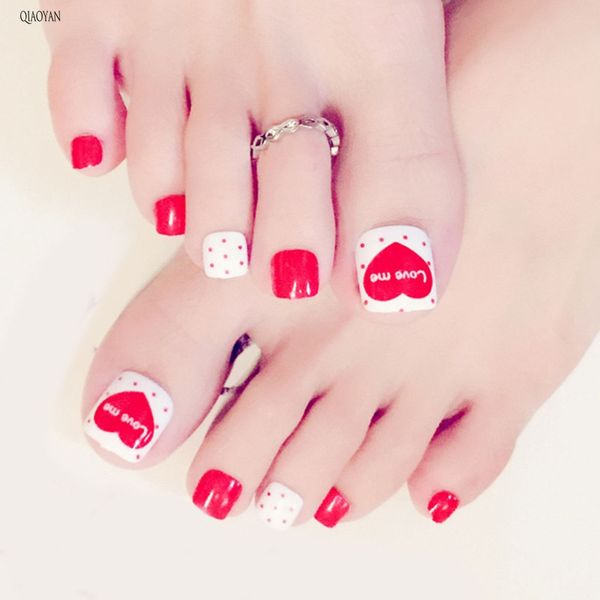 24pcs stylish red heart tips love me false toe fake nails manicure tools j57 summer beauty chic toe nails, Black
24pcs stylish red heart tips love me false toe fake nails manicure tools j57 summer beauty chic toe nails, Black