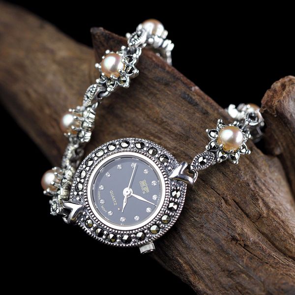 s925 pure silver ornaments to restore ancient ways with ms shell pearl has a low profile luxury watch bracelet, Golden;silver
s925 pure silver ornaments to restore ancient ways with ms shell pearl has a low profile luxury watch bracelet, Golden;silver