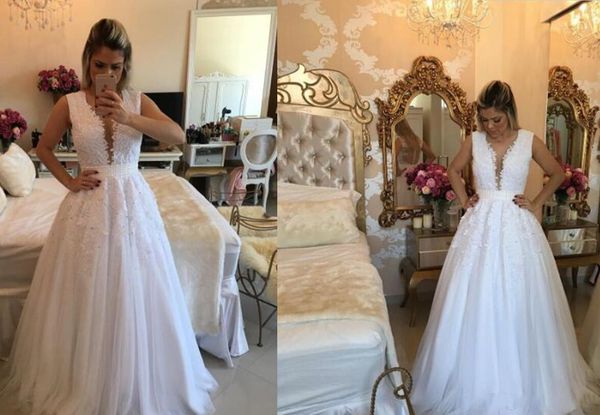 2018 new arrival evening dresses deep v neck white ivory pleats pearls beaded lace applique court train formal evening dress party gowns, Black;red
2018 new arrival evening dresses deep v neck white ivory pleats pearls beaded lace applique court train formal evening dress party gowns, Black;red