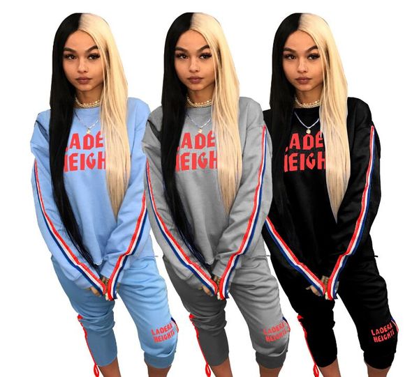 women fashion letter printed 2 pieces outfits o-neck sweatshirt + long pants with striped edge, Gray
women fashion letter printed 2 pieces outfits o-neck sweatshirt + long pants with striped edge, Gray