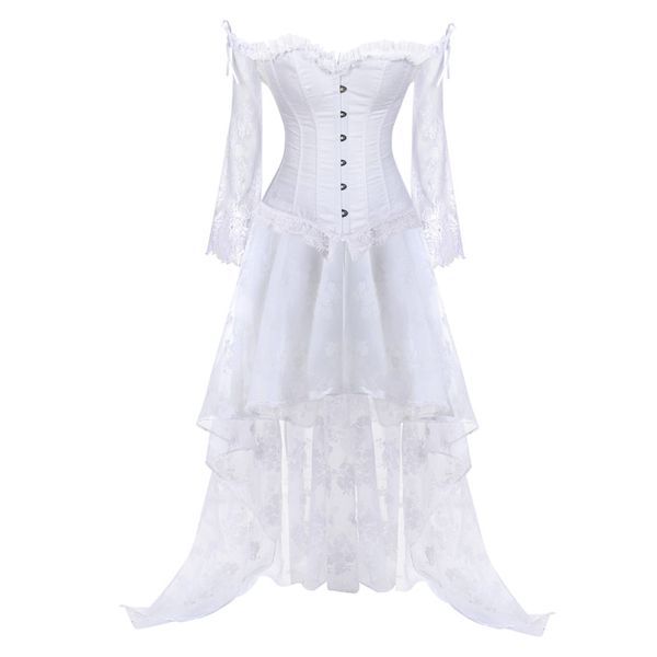 women's vintage steampunk corset dress victorian retro gothic corset burlesque lace and bustiers long irregular skirt set, Black;white
women's vintage steampunk corset dress victorian retro gothic corset burlesque lace and bustiers long irregular skirt set, Black;white