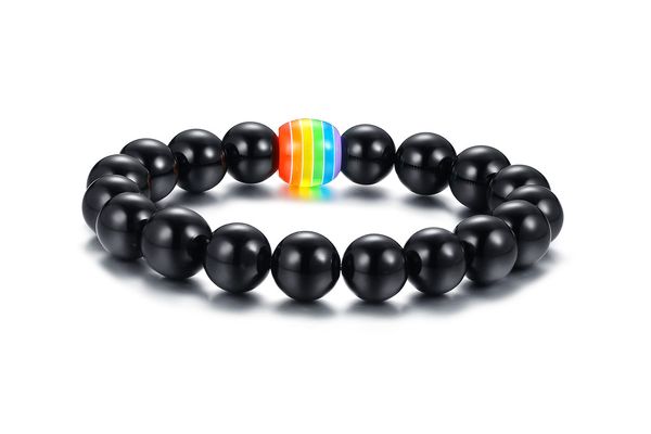 11mm agate nuture stone rainbow pride lgbt awareness bead stretch bracelet for gay lesbian, Black
11mm agate nuture stone rainbow pride lgbt awareness bead stretch bracelet for gay lesbian, Black