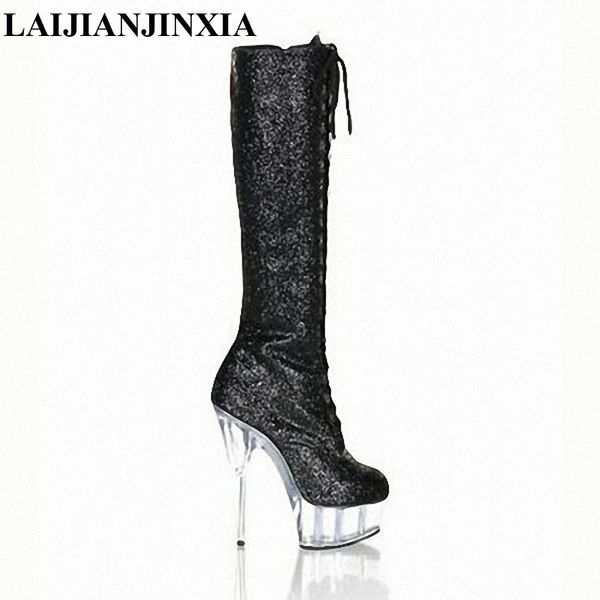 laijianjinxia new glitter sequins knee high boots for women see through 15cm high heels platform round toe night club footwear, Black
laijianjinxia new glitter sequins knee high boots for women see through 15cm high heels platform round toe night club footwear, Black