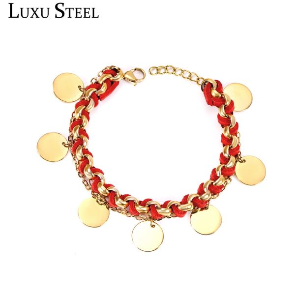 luxusteel handmade knitting bracelets bohemia style stainless steel gold color chain bracelets with round pendants women/girl, Black
luxusteel handmade knitting bracelets bohemia style stainless steel gold color chain bracelets with round pendants women/girl, Black