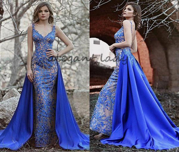 evening dresses with detachable overskirt lace tulle applique beaded v neck sweep train royal blue formal party plus size prom gown, Black
evening dresses with detachable overskirt lace tulle applique beaded v neck sweep train royal blue formal party plus size prom gown, Black