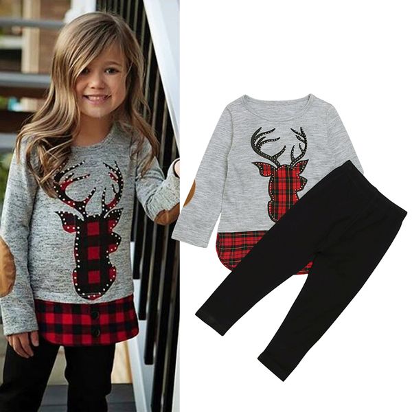 baby girls children clothing set long sleeve o-neck cotton infant girls christmas embroidery deer plaid pants set, White
baby girls children clothing set long sleeve o-neck cotton infant girls christmas embroidery deer plaid pants set, White