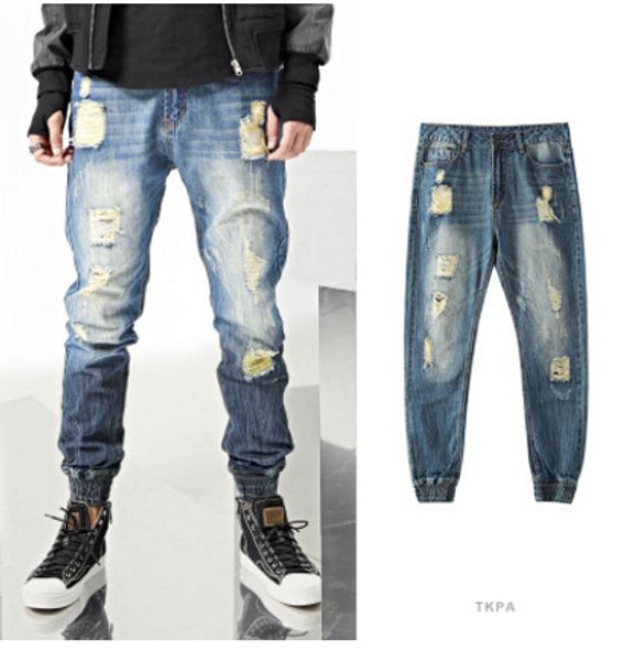 tkpa men chic style jeans ripped draped high street long pants casual slim fit trousers clothing, Blue
tkpa men chic style jeans ripped draped high street long pants casual slim fit trousers clothing, Blue